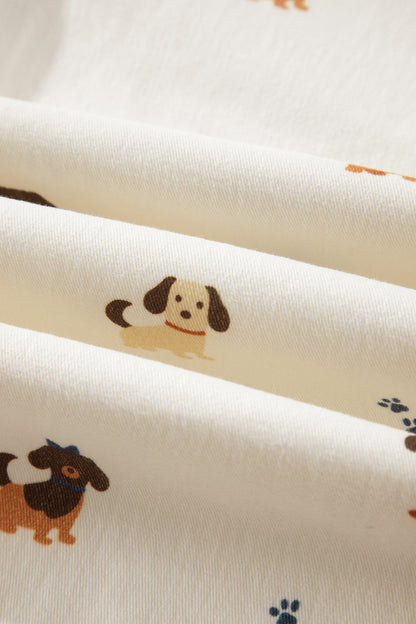 Dog Print Wide Leg Jeans