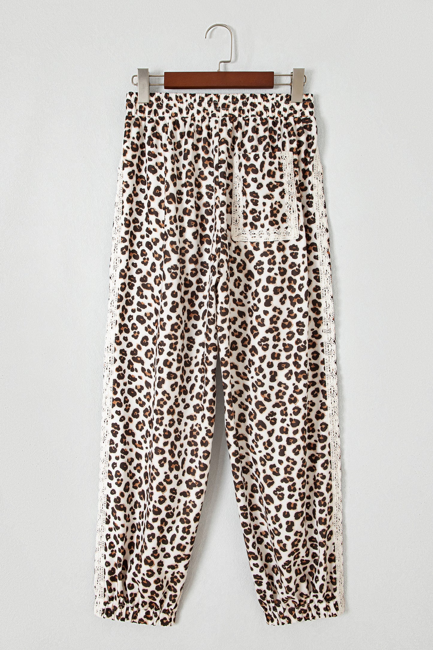 Black Leopard Print Ankle-Length Elastic Waist Pants