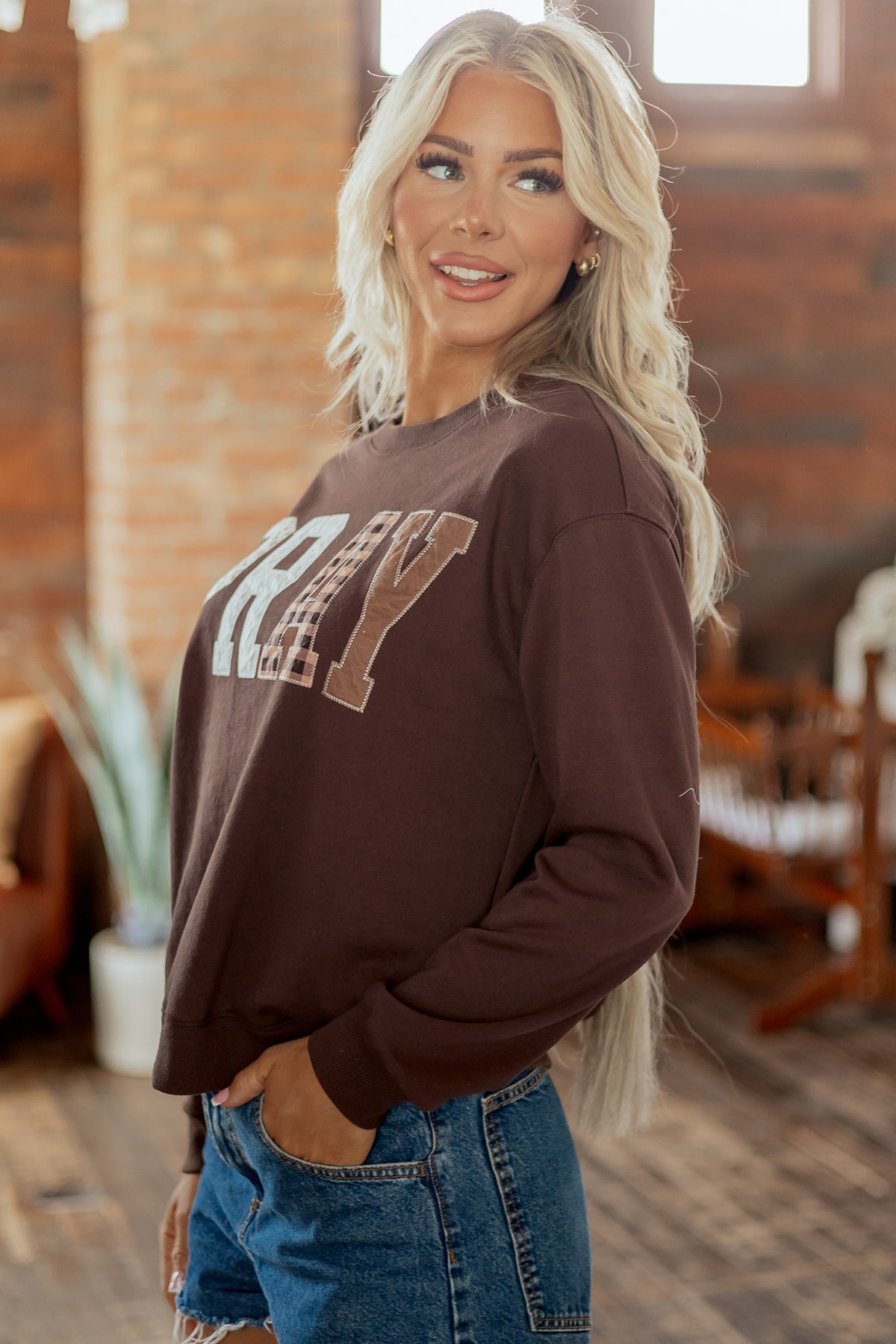 Pray Embroidered Western Pullover Sweatshirt