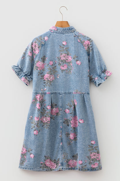 Floral Print Denim Dress