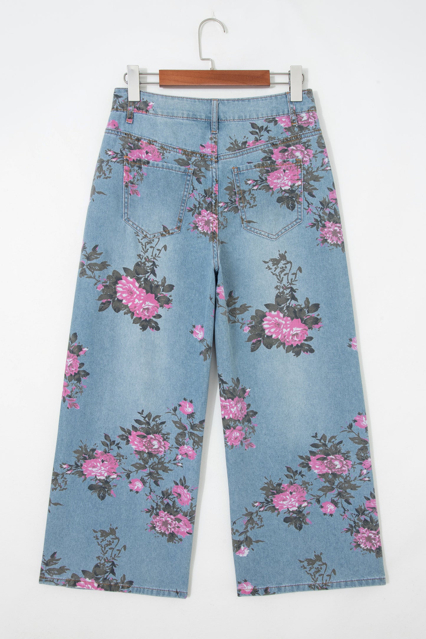Floral Print Bootcut Jeans