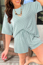Stripe Raised Rib 2pcs Short Set