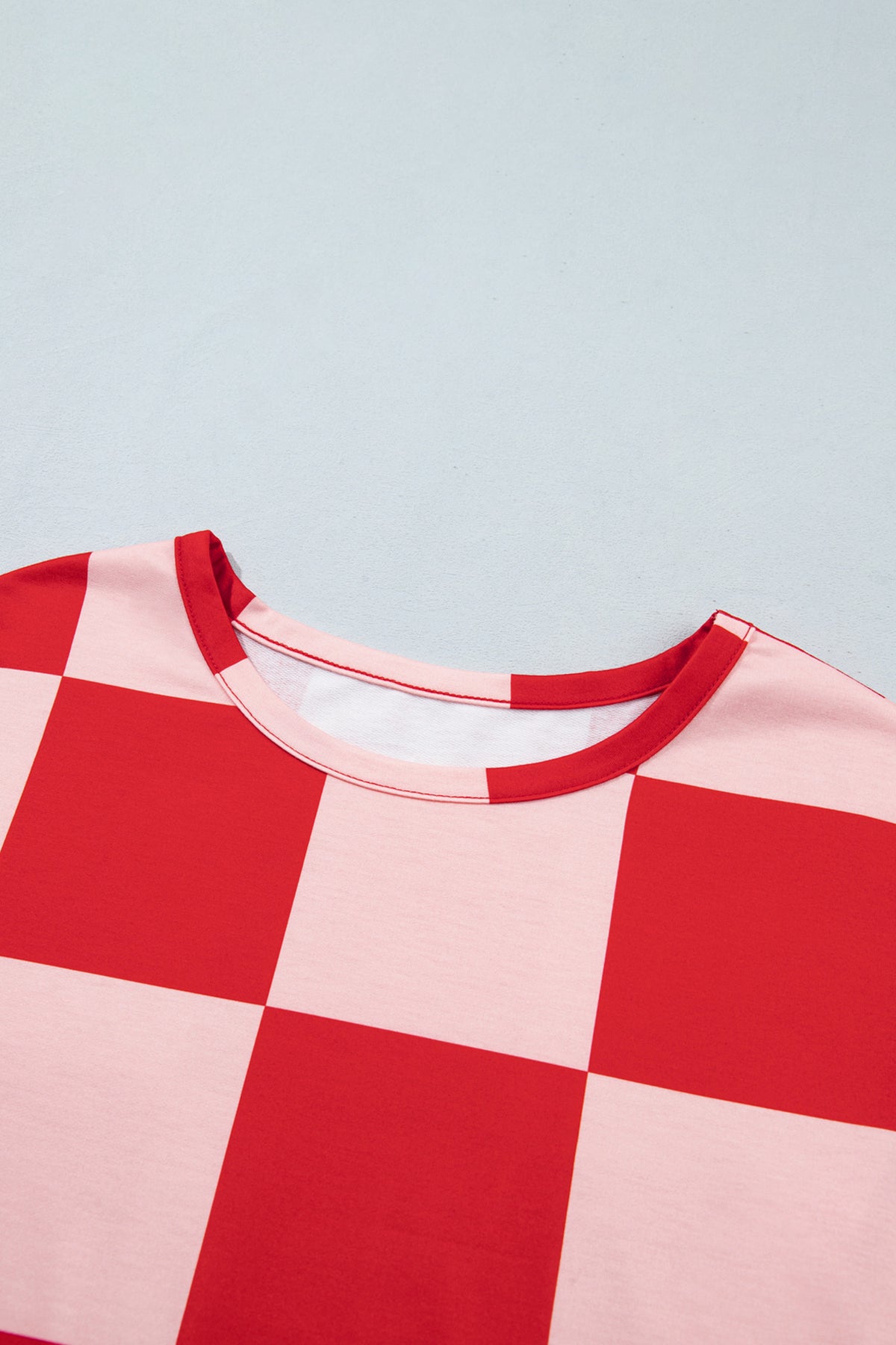 Checkered Long Sleeve Top/Shorts 2pcs Set