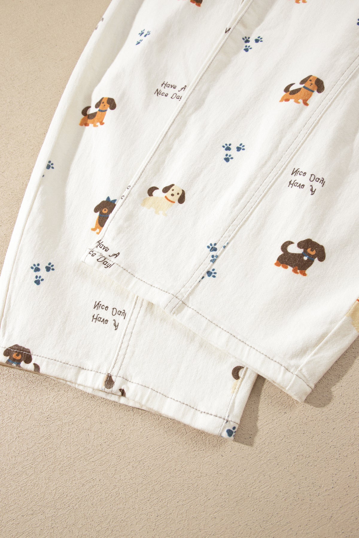 Dog Print Wide Leg Jeans