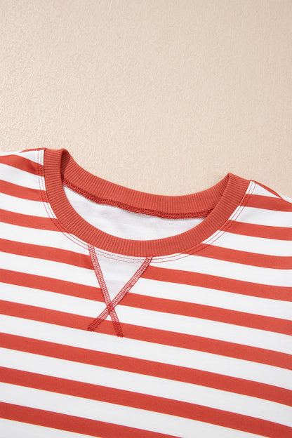 Stripe Bubble Sleeve T Shirt