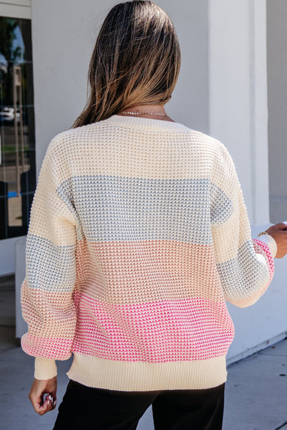 Color-block Striped Pullover Sweater