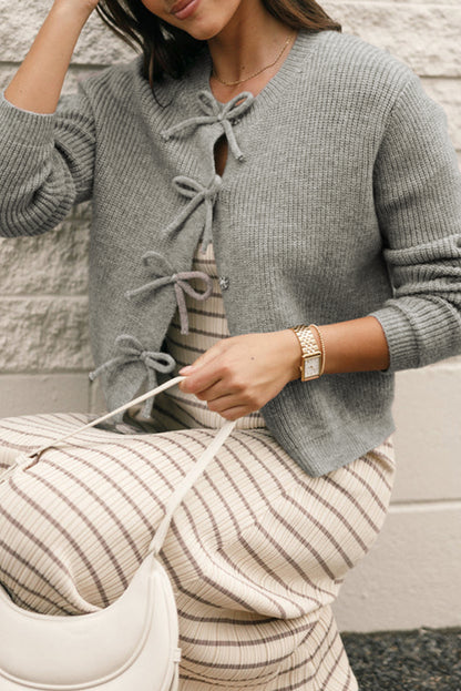 Bow Front Buttoned Cardigan