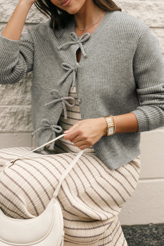 Bow Front Buttoned Cardigan