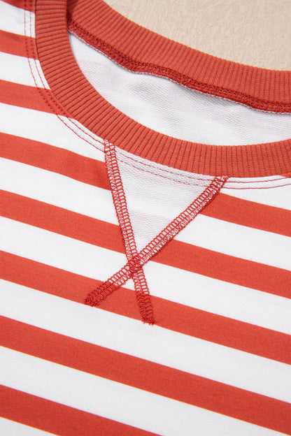 Stripe Bubble Sleeve T Shirt