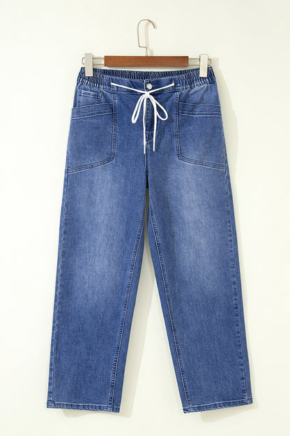 Drawstring Ankle Jeans | Casual Denim Pants