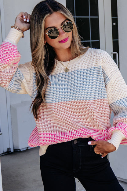 Color-block Striped Pullover Sweater
