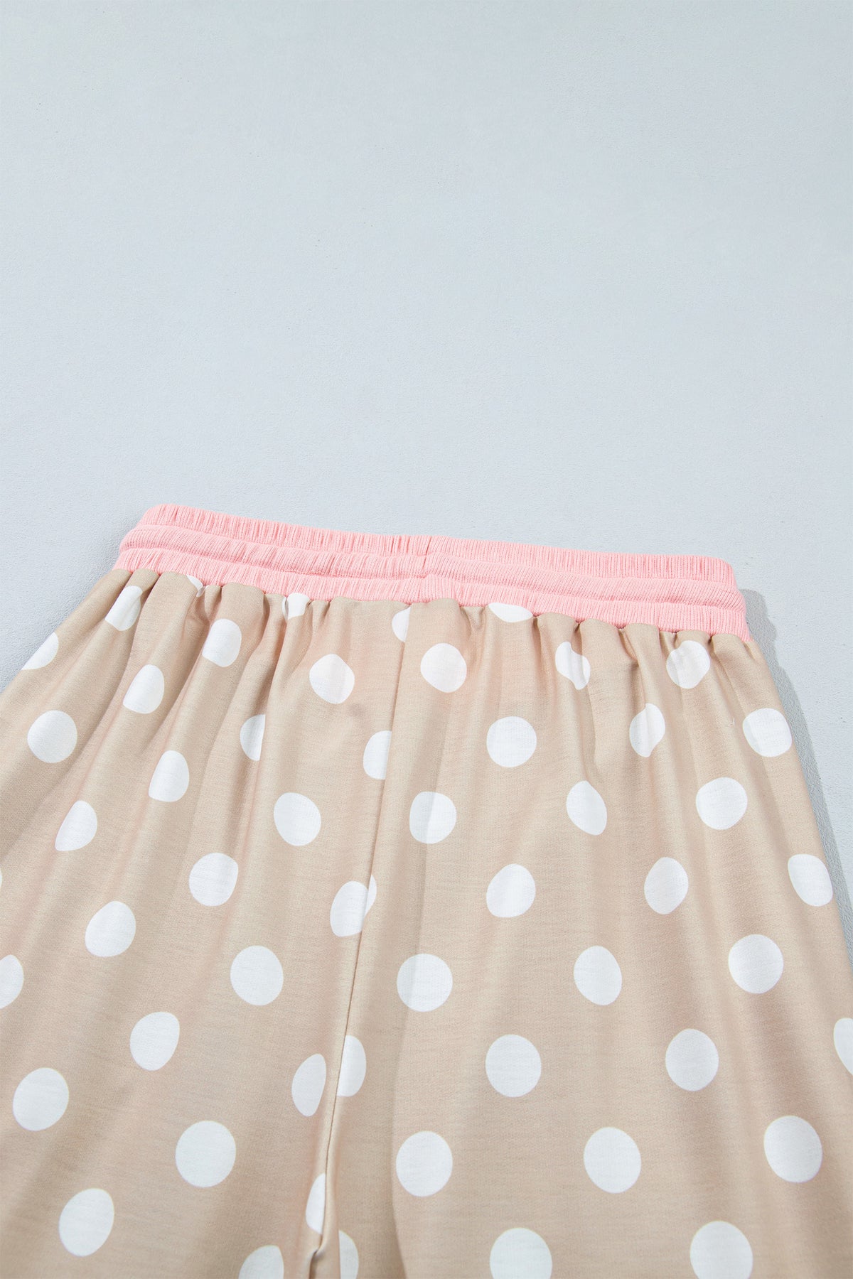 Polka Dot Long Sleeve Top Drawstring Pants Set