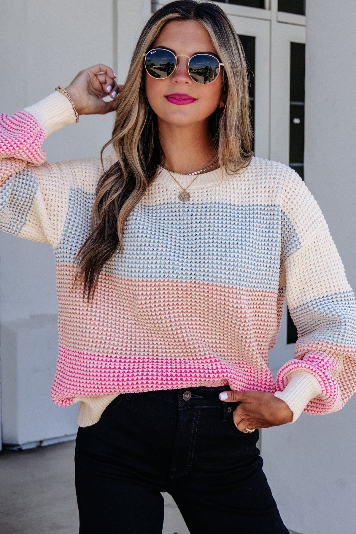Color-block Striped Pullover Sweater