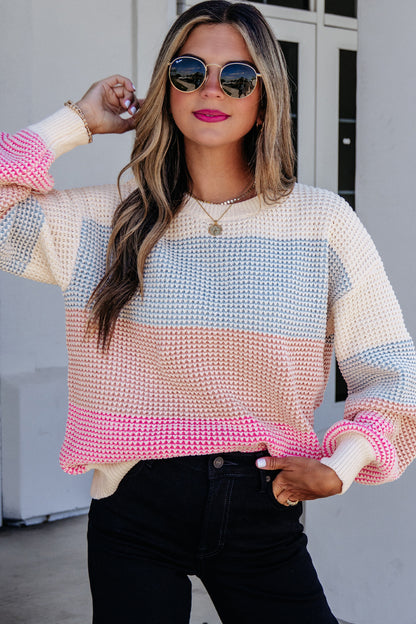 Color-block Striped Pullover Sweater