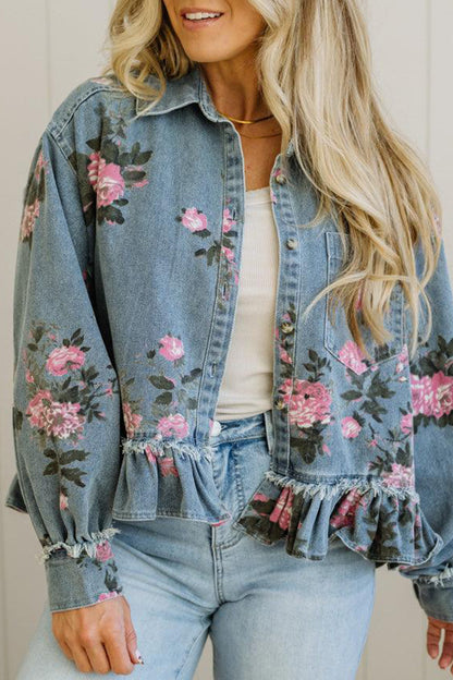 Floral Print Denim Jacket