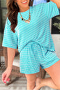 Stripe Raised Rib 2pcs Short Set