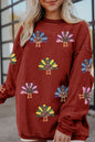 Apricot Turkey Graphic Corded Baggy Sweatshirt