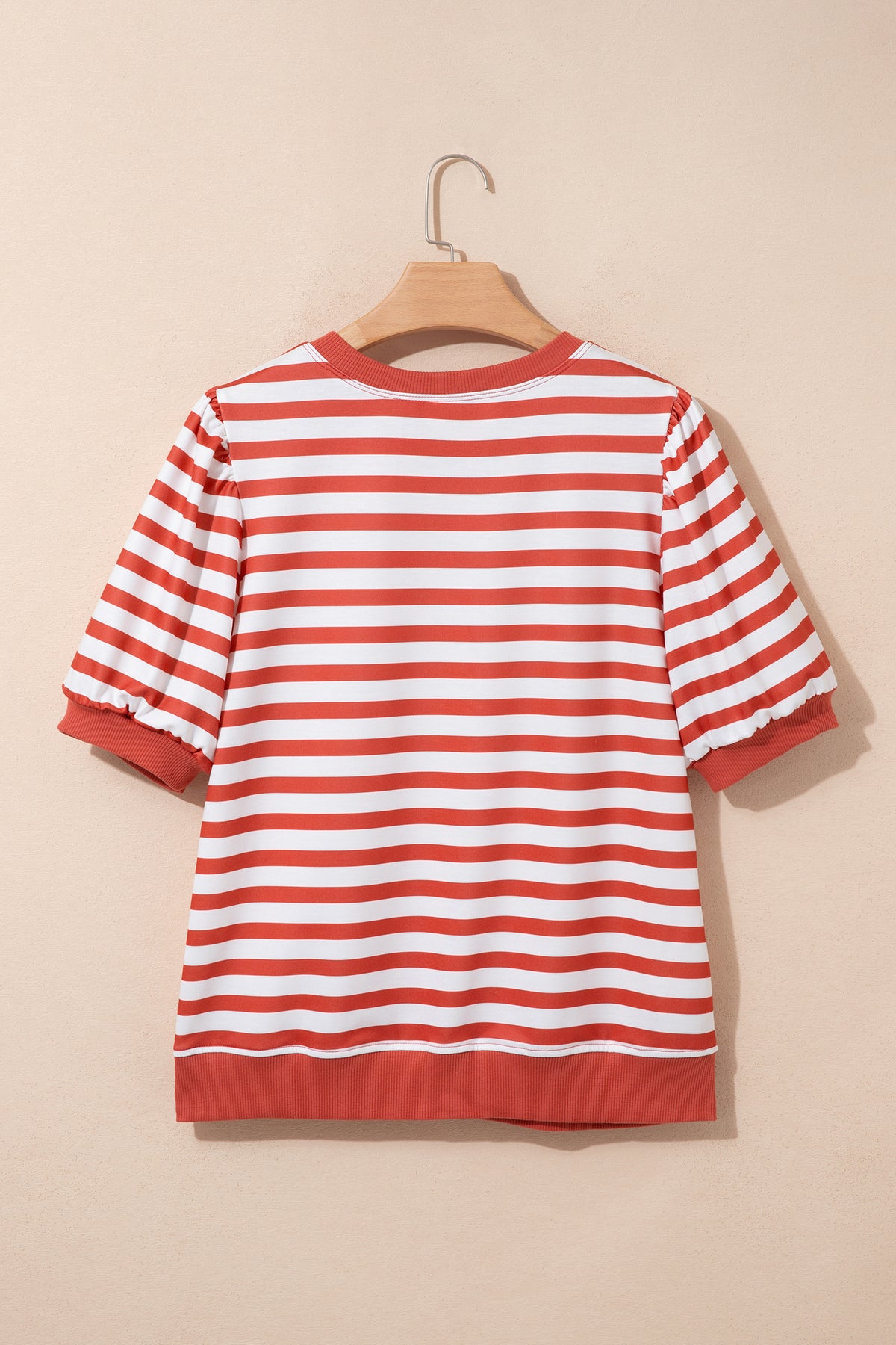 Stripe Bubble Sleeve T Shirt