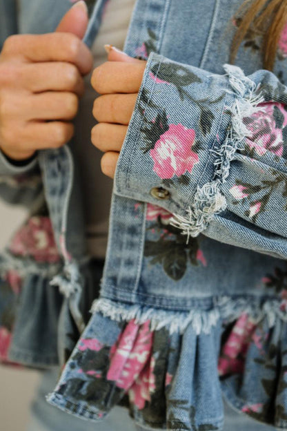 Floral Print Denim Jacket
