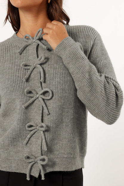 Bow Front Buttoned Cardigan