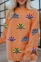 Apricot Turkey Graphic Corded Baggy Sweatshirt