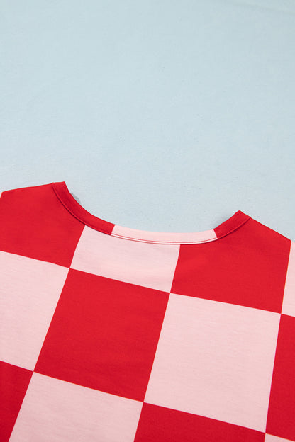 Checkered Long Sleeve Top/Shorts 2pcs Set