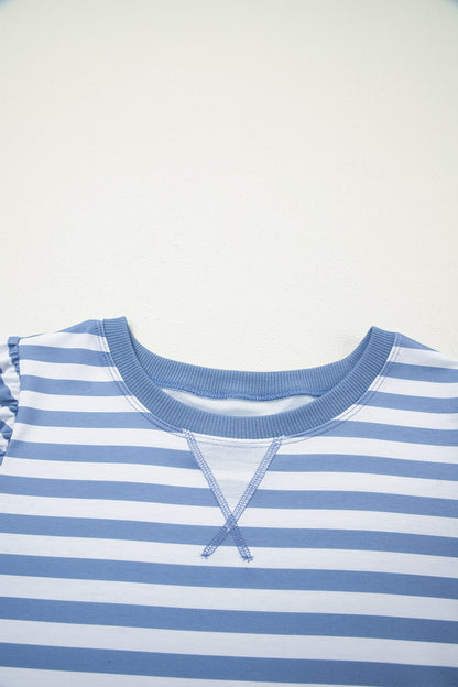 Stripe Bubble Sleeve T Shirt