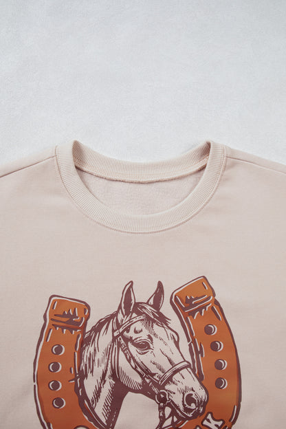 Western Horse Print Oversized Sweatshirt