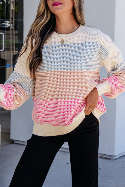 Color-block Striped Pullover Sweater