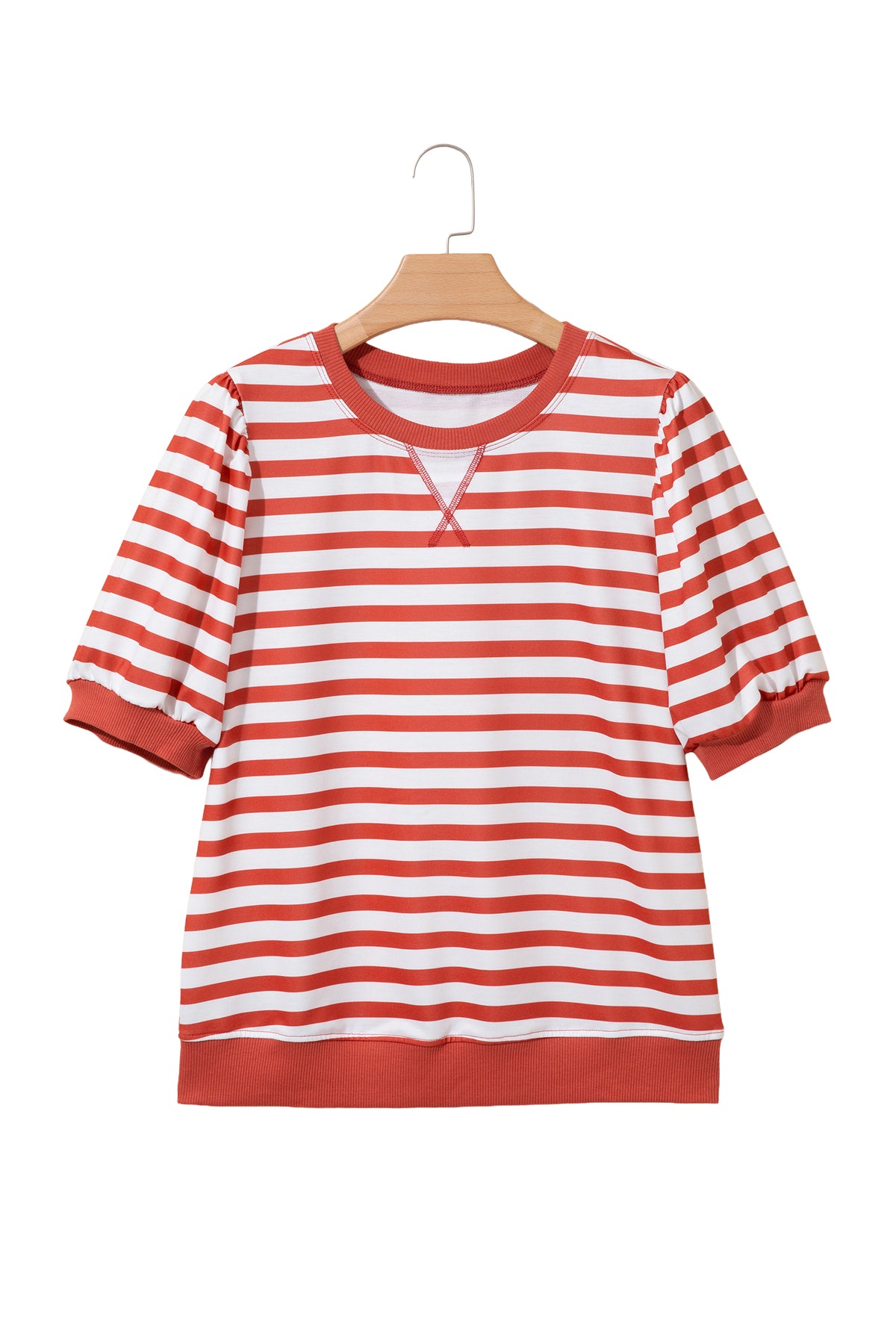 Stripe Bubble Sleeve T Shirt