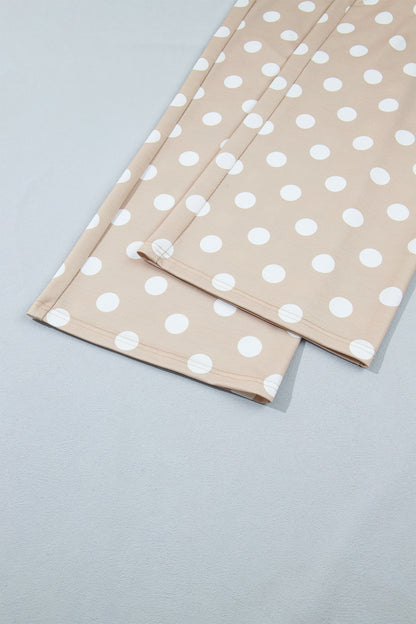 Polka Dot Long Sleeve Top Drawstring Pants Set