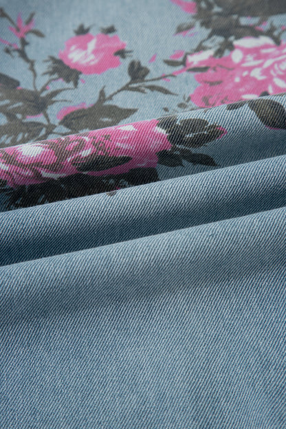 Floral Print Bootcut Jeans