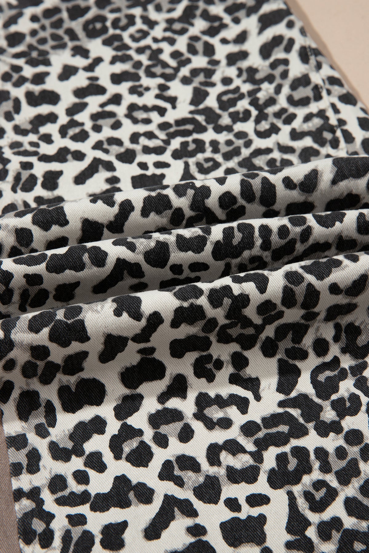 Leopard Print Drawstring Waist Straight Leg Jeans