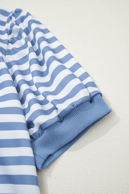 Stripe Bubble Sleeve T Shirt