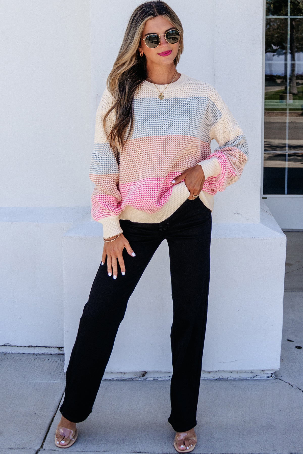 Color-block Striped Pullover Sweater