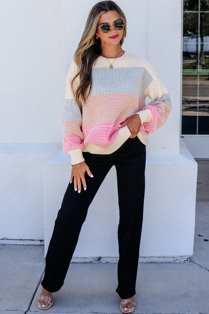 Color-block Striped Pullover Sweater