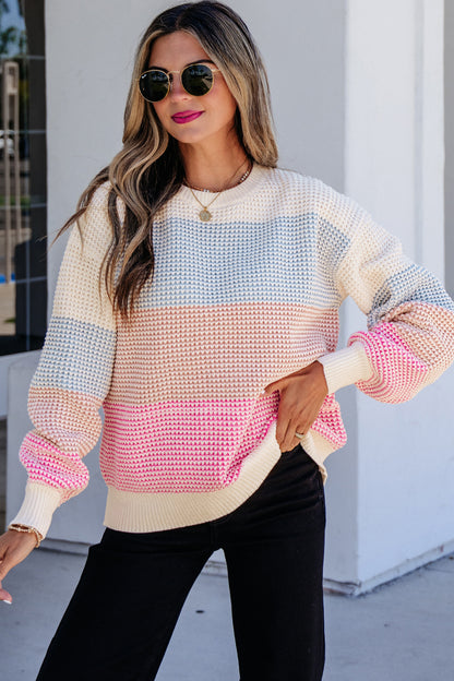 Color-block Striped Pullover Sweater