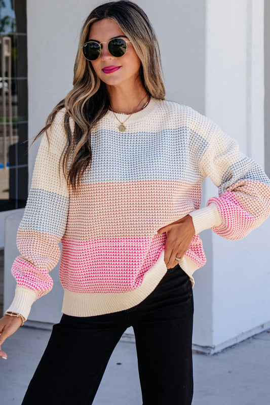 Color-block Striped Pullover Sweater