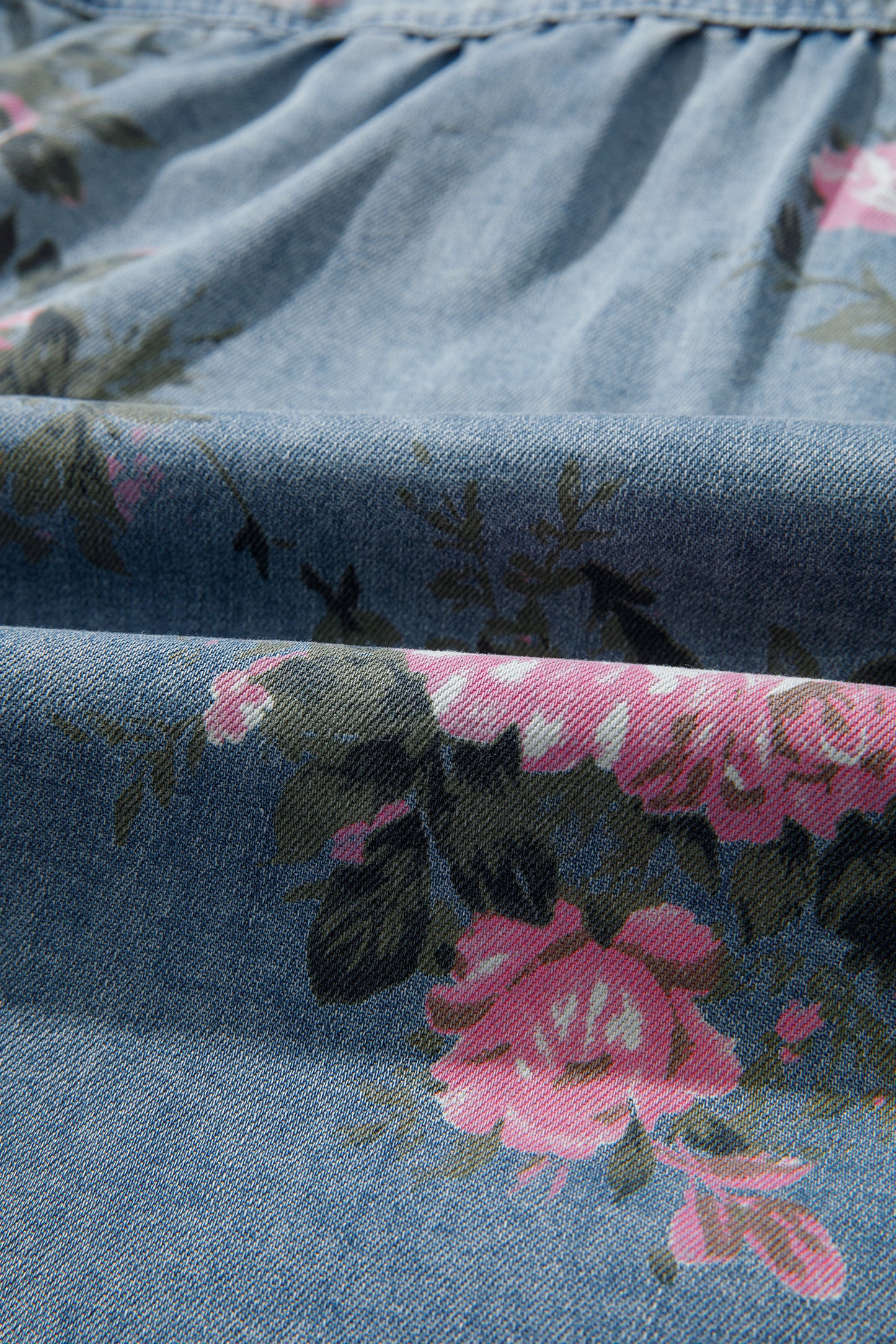 Blue Floral Denim Shirt